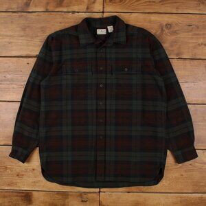 Vintage L.L.Bean Check Shirt Button L Mens Long Sleeve Green Plaid